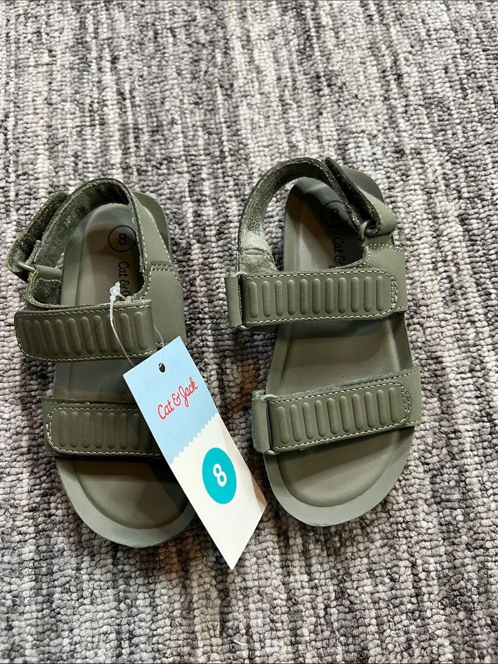 Cat & Jack Kody Olive Green Open Toe Strap Sandals -Little Boys' Various Sizes